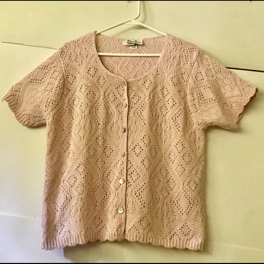 New Reba Rose Pink Top Sweater X-L made in USA